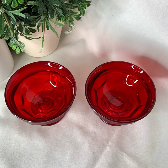 Set of 2 vintage Viking ruby red Georgian champagne / sherbet / dessert cups - Picture 2 of 7